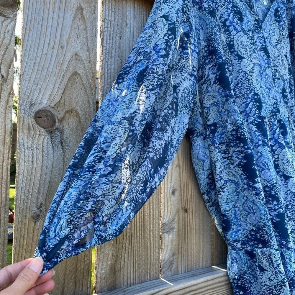 Joie Dress Blue Lightweight Lined‎ Flowy Long Sleeve Women’s Plus Size XXL FLAW